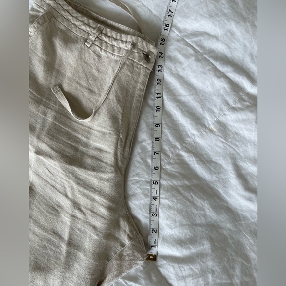 L.L. Bean Classic Fit 100% linen beige elastic tie waist pants | 18 - Picture 11 of 13